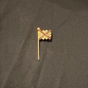 Elegant Gold and Red Flag Brooch